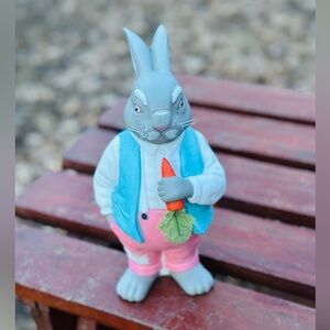 Vintage 1988 Department 56 Hideaway Hollow Carrot Patch Dad Bunny Rabbit